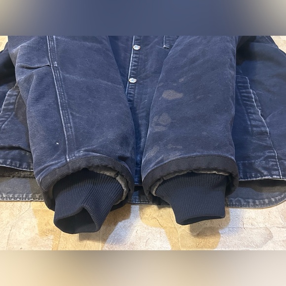 Carhartt J284 Sherpa-Lined Sandstone Hooded Work Jacket Navy, Size Large Regular - Picture 3 of 12